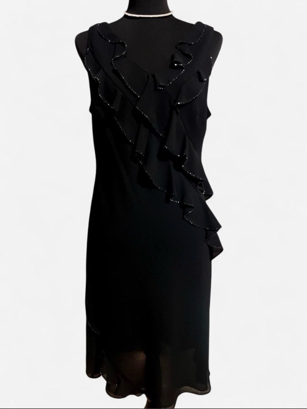 Amanda Smith Black Ruffle Midi Dress